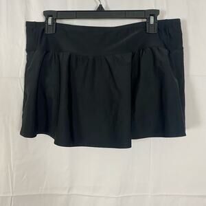 Ava & Viv Black Ruffle Hem Skater Skirt 14W Stretch Nylon Spandex Flowy